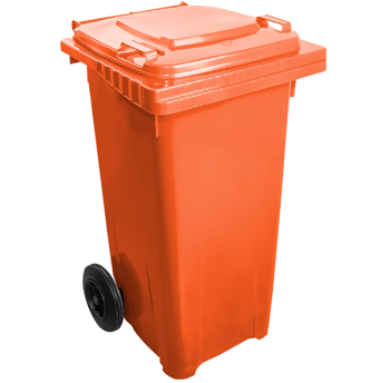 Бак для мусора на колесах с ручкой 120 л оранжевый