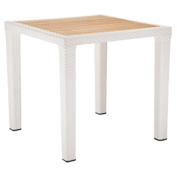 Стіл Tilia Antares 80x80 см стільниця ироко, ніжки пластикові кремовий