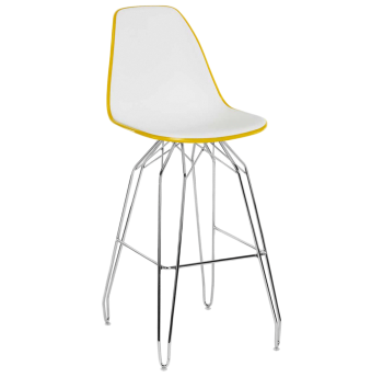 Стілець барний Tilia Eos-M ніжки металеві хромовані жовтий - біла слонова кістка
