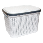 Корзина для белья под ротанг с крышкой 35 л белая