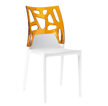 Стілець Papatya Ego-Rock біле сидіння, верх прозоро-помаранчевий