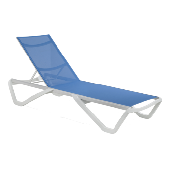 Шезлонг Papatya Wave білий 01, сітка блакитна 5009