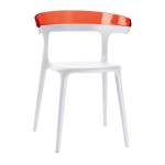 Кресло Papatya Luna белое сиденье, верх прозрачно-красный