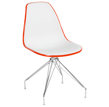 Стілець Tilia Eos-X ніжки металеві хромовані помаранчевий - біла слонова кістка