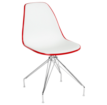 Стілець Tilia Eos-X ніжки металеві хромовані червоний - біла слонова кістка