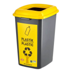 Бак для сортировки мусора 70 л Planet "Пластик" антрацитовый-желтый