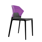 Стілець Papatya Ego-S чорне сидіння, верх прозоро-пурпурний