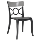Стул Papatya Opera-S сиденье черное, верх прозрачно-дымчатый