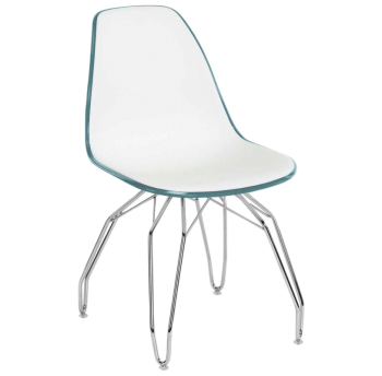 Стілець Tilia Eos-M ніжки металеві хромовані зелена нафта - біла слонова кістка