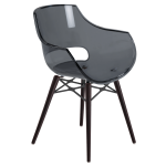 Кресло Papatya Opal-Wox прозрачно-серое, рама лакированный бук венге