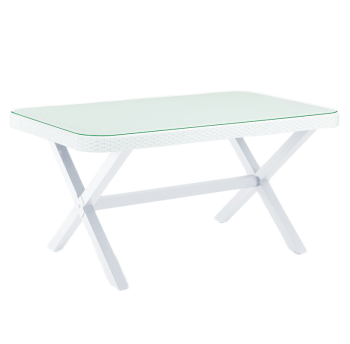 Стіл Tilia Osaka-X 150 x 90 см стільниця зі скла біла слонова кістка