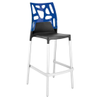 Барний стілець Papatya Ego-Rock антрацит сидіння, верх прозоро-синій
