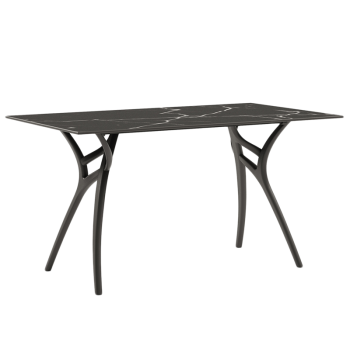 Стол Tilia Ivy-L 140 х 80 см столешница черный мрамор ножки черные