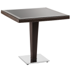 Стіл Tilia Antares 80x80 см стільниця зі скла, база нержавіюча сталь венге