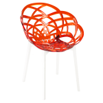 Крісло Papatya Flora прозоро-червоне сидіння, низ білий