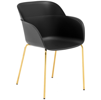 Крісло Tilia Shell-MG ніжки металеві золото, сидіння чорне