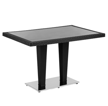 Стіл Tilia Antares 80x120 см стільниця зі скла, база нержавіюча сталь чорний