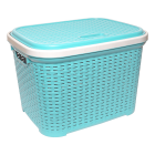 Корзина для белья под ротанг 20 л бирюзовая
