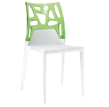 Стілець Papatya Ego-Rock біле сидіння, верх прозоро-зелений