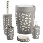 Набір для ванної кімнати Planet Stone 5 предметів сіро-кремовий Набір для ванної кімнати Planet Stone 5 предметів сіро-кремовий