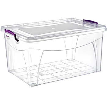 Контейнер на защелках прямоугольный глубокий 28 л прозрачный