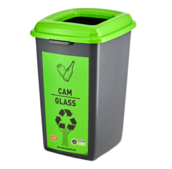 Бак для сортировки мусора 50 л Planet "Стекло" антрацитовый-зеленый