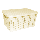 Корзина под ротанг с крышкой 18 л желтая
