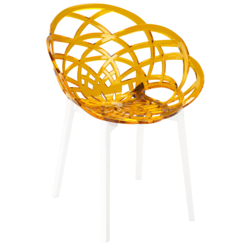 Крісло Papatya Flora прозоро-жовте сидіння, низ білий