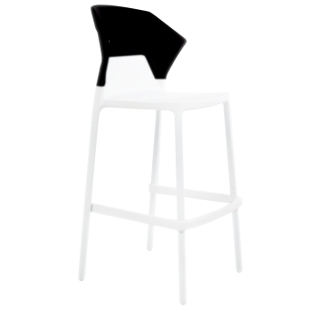 Барний стілець Papatya Ego-S біле сидіння, верх чорний