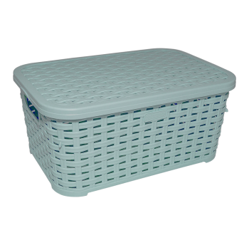 Кошик під ротанг з кришкою 10 л зелений