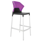 Барний стілець Papatya Ego-S антрацит сидіння, верх прозоро-пурпурний