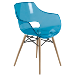 Кресло Papatya Opal-Wox прозрачно-синее, рама натуральный бук