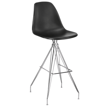 Стілець барний Tilia Eos-X ніжки металеві хромовані чорний - чорний