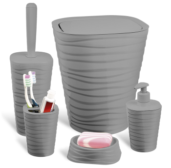 Набір для ванної кімнати Planet Welle 5 предметів сірий