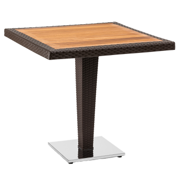 Стіл Tilia Antares 80x80 см стільниця ироко, база нержавіюча сталь кавовий