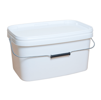 Відро 10 л прямокутне з герметичною кришкою біле низьке