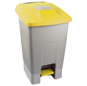 Бак для мусора с педалью Planet 100 л серо-желтый