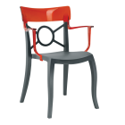 Крісло Papatya Opera-K сидіння антрацит, верх прозоро-червоний