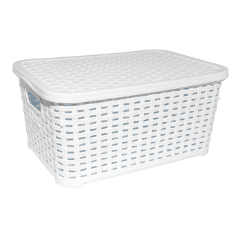 Кошик під ротанг з кришкою 18 л білий