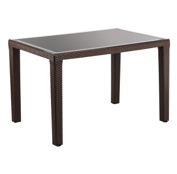 Стіл Tilia Antares 80x120 см стільниця зі скла, ніжки пластикові кавовий