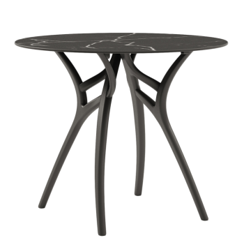 Стол Tilia Ivy-L d90 см столешница черный мрамор ножки черные