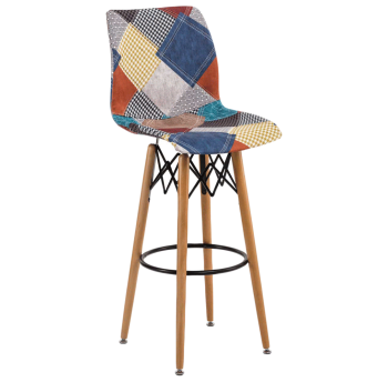 Стілець барний Tilia Laser-V ніжки букові, сидіння з тканиною PATCHWORK