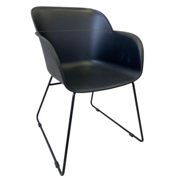 Кресло Tilia Shell-UP черное, ножки металлические черные