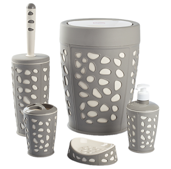 Набір для ванної кімнати Planet Stone 5 предметів сіро-кремовий