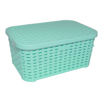 Кошик під ротанг з кришкою 5 л бірюзовий