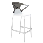 Барное кресло Papatya Ego-K белое сиденье, верх прозрачно-дымчатый