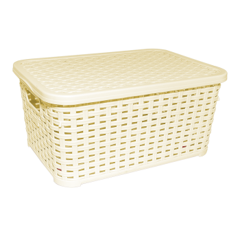 Кошик під ротанг з кришкою 18 л жовтий