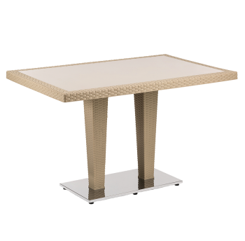 Стіл Tilia Antares 80x120 см стільниця зі скла, база нержавіюча сталь кавовий