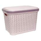 Кошик для білизни під ротанг з кришкою 35 л пудровий Кошик для білизни під ротанг з кришкою 35 л пудровий