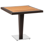 Стол Tilia Antares 80x80 см столешница ироко, база нержавеющая сталь кофейный